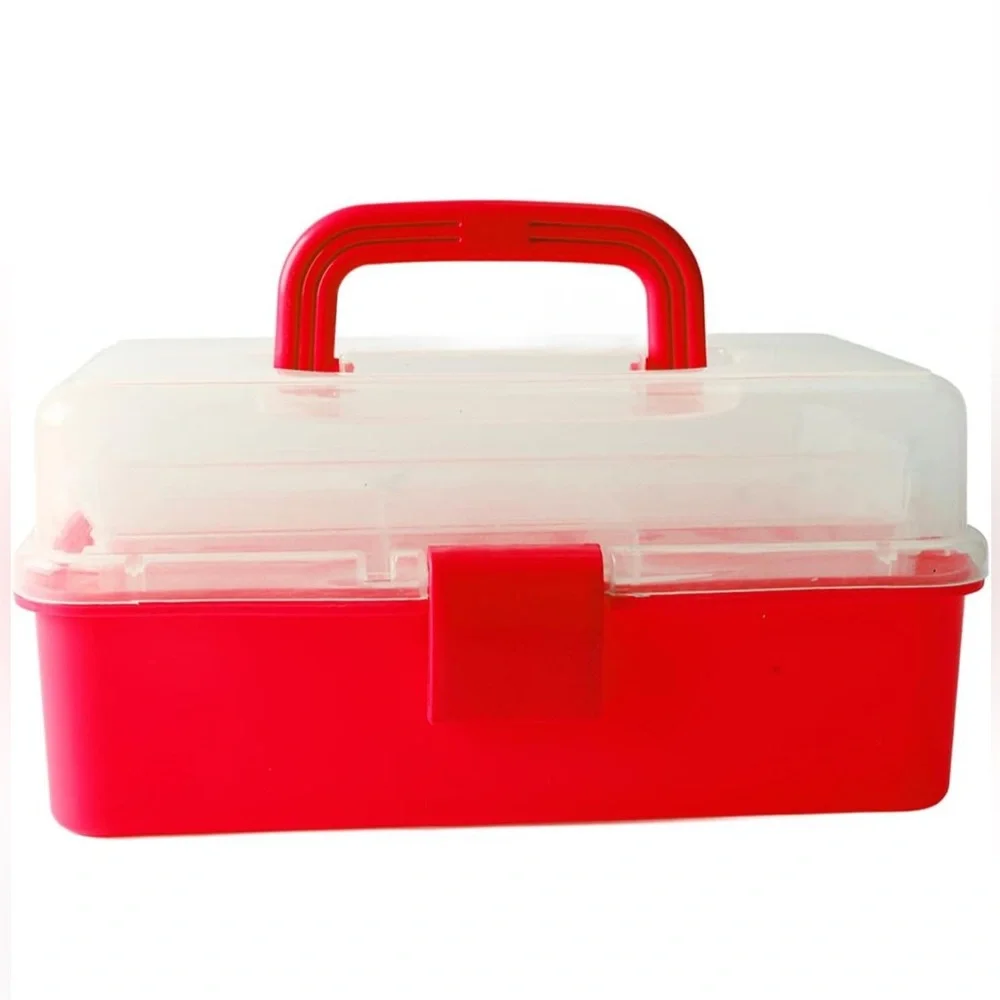 3 Tier Folding Storage Box Organizer Red Case NWT